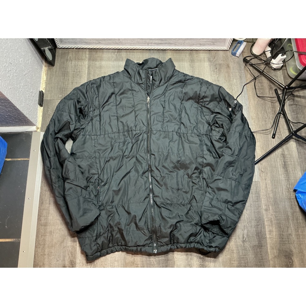 Columbia Interchange Puffer Jacket Mens 2XT Black Quilted Full Zip Mock Neck